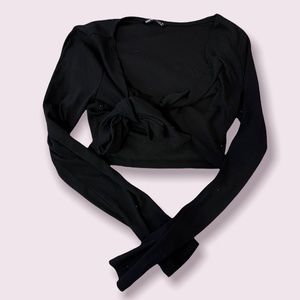 Black Tie Up Crop Top
